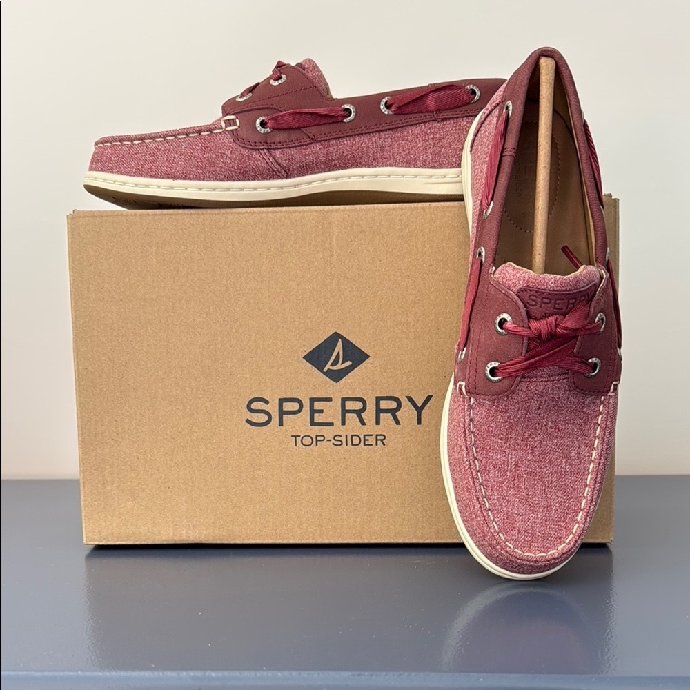 “SPERRY” Koifish Sparkle Canvas Burgundy Boat Shoe Loafers